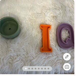 ASHLAND  Ceramic Alphabet & Shape Pieces one planter Green &LettersOrange Purple